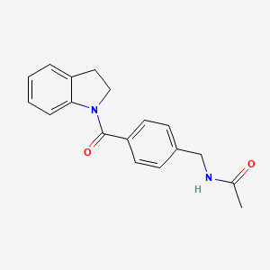 molecular formula C18H18N2O2 B7457481 N-[[4-(2,3-dihydroindole-1-carbonyl)phenyl]methyl]acetamide 