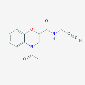molecular formula C14H14N2O3 B7457511 4-acetyl-N-prop-2-ynyl-2,3-dihydro-1,4-benzoxazine-2-carboxamide 