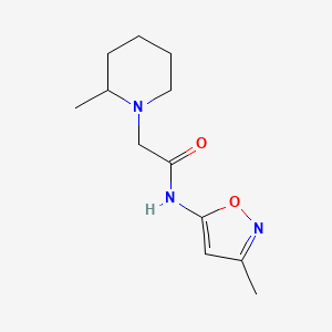 molecular formula C12H19N3O2 B7457522 N-(3-methyl-1,2-oxazol-5-yl)-2-(2-methylpiperidin-1-yl)acetamide 