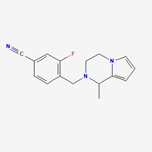 molecular formula C16H16FN3 B7457533 3-fluoro-4-[(1-methyl-3,4-dihydro-1H-pyrrolo[1,2-a]pyrazin-2-yl)methyl]benzonitrile 