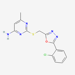 molecular formula C14H12ClN5OS B7457540 2-[[5-(2-Chlorophenyl)-1,3,4-oxadiazol-2-yl]methylsulfanyl]-6-methylpyrimidin-4-amine 
