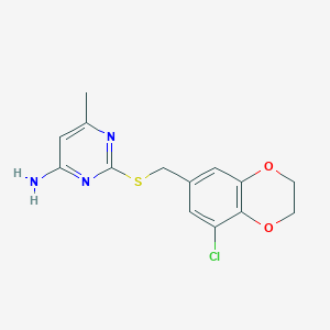 2-[(5-Chloro-2,3-dihydro-1,4-benzodioxin-7-yl)methylsulfanyl]-6-methylpyrimidin-4-amine