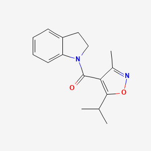 molecular formula C16H18N2O2 B7457559 2,3-Dihydroindol-1-yl-(3-methyl-5-propan-2-yl-1,2-oxazol-4-yl)methanone 