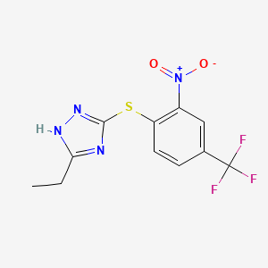 molecular formula C11H9F3N4O2S B7457585 5-ethyl-3-[2-nitro-4-(trifluoromethyl)phenyl]sulfanyl-1H-1,2,4-triazole 