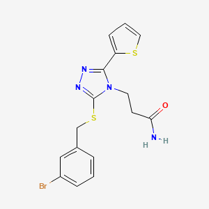 molecular formula C16H15BrN4OS2 B7457605 3-[3-[(3-Bromophenyl)methylsulfanyl]-5-thiophen-2-yl-1,2,4-triazol-4-yl]propanamide 