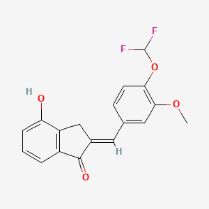 molecular formula C18H14F2O4 B7457622 (2E)-2-[[4-(difluoromethoxy)-3-methoxyphenyl]methylidene]-4-hydroxy-3H-inden-1-one 