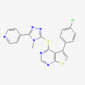 molecular formula C20H13ClN6S2 B7457727 5-(4-Chlorophenyl)-4-[(4-methyl-5-pyridin-4-yl-1,2,4-triazol-3-yl)sulfanyl]thieno[2,3-d]pyrimidine 