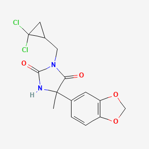 molecular formula C15H14Cl2N2O4 B7457953 5-(1,3-Benzodioxol-5-yl)-3-[(2,2-dichlorocyclopropyl)methyl]-5-methylimidazolidine-2,4-dione 