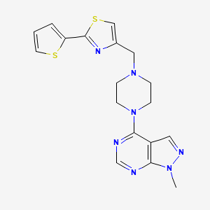 molecular formula C18H19N7S2 B7458080 4-[[4-(1-Methylpyrazolo[3,4-d]pyrimidin-4-yl)piperazin-1-yl]methyl]-2-thiophen-2-yl-1,3-thiazole 