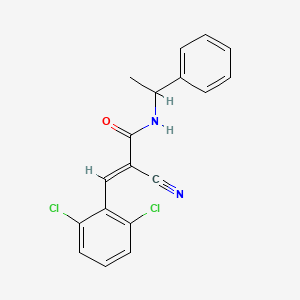(E)-2-cyano-3-(2,6-dichlorophenyl)-N-(1-phenylethyl)prop-2-enamide