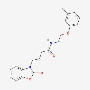 molecular formula C20H22N2O4 B7458158 N-[2-(3-methylphenoxy)ethyl]-4-(2-oxo-1,3-benzoxazol-3-yl)butanamide 