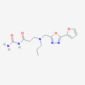 molecular formula C14H19N5O4 B7458201 N-carbamoyl-3-[[5-(furan-2-yl)-1,3,4-oxadiazol-2-yl]methyl-propylamino]propanamide 