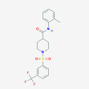 molecular formula C20H21F3N2O3S B7458234 N-(2-methylphenyl)-1-[3-(trifluoromethyl)phenyl]sulfonylpiperidine-4-carboxamide 