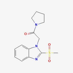 molecular formula C14H17N3O3S B7458382 2-(2-Methylsulfonylbenzimidazol-1-yl)-1-pyrrolidin-1-ylethanone 