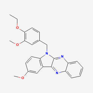 molecular formula C25H23N3O3 B7458384 6-[(4-Ethoxy-3-methoxyphenyl)methyl]-9-methoxyindolo[3,2-b]quinoxaline 
