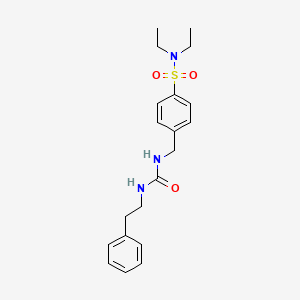 molecular formula C20H27N3O3S B7458394 1-[[4-(Diethylsulfamoyl)phenyl]methyl]-3-(2-phenylethyl)urea 