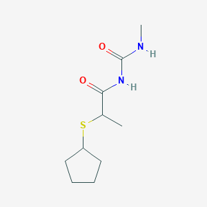 molecular formula C10H18N2O2S B7458495 2-cyclopentylsulfanyl-N-(methylcarbamoyl)propanamide 