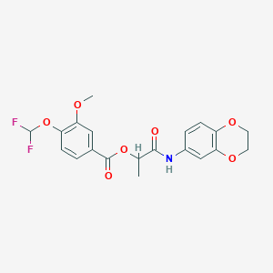 molecular formula C20H19F2NO7 B7458556 [1-(2,3-Dihydro-1,4-benzodioxin-6-ylamino)-1-oxopropan-2-yl] 4-(difluoromethoxy)-3-methoxybenzoate 