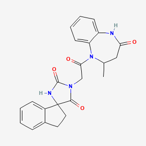 molecular formula C23H22N4O4 B7458559 3'-[2-(4-methyl-2-oxo-3,4-dihydro-1H-1,5-benzodiazepin-5-yl)-2-oxoethyl]spiro[1,2-dihydroindene-3,5'-imidazolidine]-2',4'-dione 