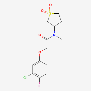 molecular formula C13H15ClFNO4S B7458574 2-(3-chloro-4-fluorophenoxy)-N-(1,1-dioxothiolan-3-yl)-N-methylacetamide 