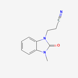 molecular formula C11H11N3O B7458691 3-(3-methyl-2-oxo-2,3-dihydro-1H-benzimidazol-1-yl)propanenitrile 