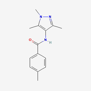 molecular formula C14H17N3O B7458964 4-methyl-N-(1,3,5-trimethylpyrazol-4-yl)benzamide 