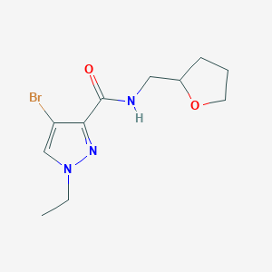 molecular formula C11H16BrN3O2 B7459055 4-bromo-1-ethyl-N-(oxolan-2-ylmethyl)pyrazole-3-carboxamide 