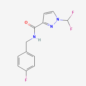 molecular formula C12H10F3N3O B7459063 1-(difluoromethyl)-N-[(4-fluorophenyl)methyl]-1H-pyrazole-3-carboxamide 