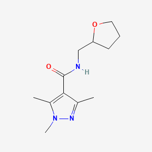 molecular formula C12H19N3O2 B7459076 1,3,5-trimethyl-N-(oxolan-2-ylmethyl)pyrazole-4-carboxamide 