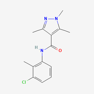 molecular formula C14H16ClN3O B7459083 N-(3-chloro-2-methylphenyl)-1,3,5-trimethylpyrazole-4-carboxamide 