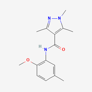 molecular formula C15H19N3O2 B7459093 N-(2-methoxy-5-methylphenyl)-1,3,5-trimethylpyrazole-4-carboxamide 