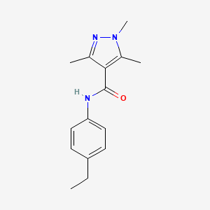 molecular formula C15H19N3O B7459095 N-(4-ethylphenyl)-1,3,5-trimethylpyrazole-4-carboxamide 