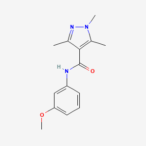 molecular formula C14H17N3O2 B7459102 N-(3-Methoxyphenyl)-1,3,5-trimethyl-1H-pyrazole-4-carboxamide 