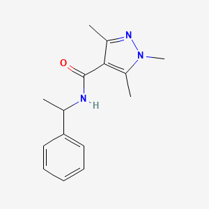 molecular formula C15H19N3O B7459104 1,3,5-trimethyl-N-(1-phenylethyl)pyrazole-4-carboxamide 