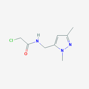 molecular formula C8H12ClN3O B7459132 2-Chloro-N-((1,3-dimethyl-1H-pyrazol-5-yl)methyl)acetamide 