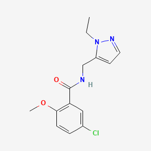molecular formula C14H16ClN3O2 B7459138 5-chloro-N-[(2-ethylpyrazol-3-yl)methyl]-2-methoxybenzamide 
