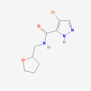 molecular formula C9H12BrN3O2 B7459146 4-bromo-N-(oxolan-2-ylmethyl)-1H-pyrazole-5-carboxamide 