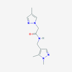 molecular formula C12H17N5O B7459228 N-[(1,5-dimethylpyrazol-4-yl)methyl]-2-(4-methylpyrazol-1-yl)acetamide 
