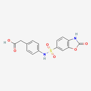 2-[4-[(2-oxo-3H-1,3-benzoxazol-6-yl)sulfonylamino]phenyl]acetic acid