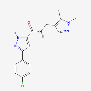 molecular formula C16H16ClN5O B7459273 3-(4-chlorophenyl)-N-[(1,5-dimethylpyrazol-4-yl)methyl]-1H-pyrazole-5-carboxamide 