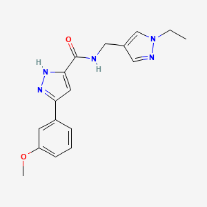 molecular formula C17H19N5O2 B7459293 N-[(1-ethylpyrazol-4-yl)methyl]-3-(3-methoxyphenyl)-1H-pyrazole-5-carboxamide 