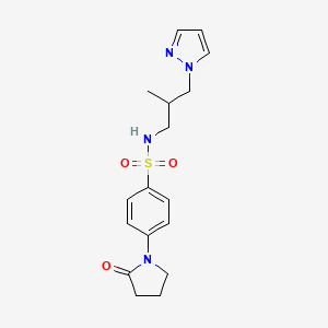 molecular formula C17H22N4O3S B7459296 N-[2-methyl-3-(1H-pyrazol-1-yl)propyl]-4-(2-oxopyrrolidin-1-yl)benzenesulfonamide 