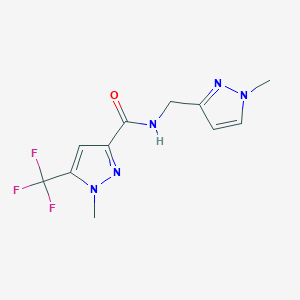 molecular formula C11H12F3N5O B7459331 1-methyl-N-[(1-methylpyrazol-3-yl)methyl]-5-(trifluoromethyl)pyrazole-3-carboxamide 