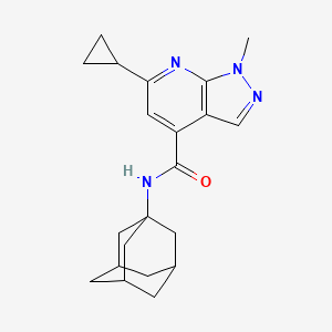 molecular formula C21H26N4O B7459332 6-cyclopropyl-1-methyl-N-(tricyclo[3.3.1.1~3,7~]dec-1-yl)-1H-pyrazolo[3,4-b]pyridine-4-carboxamide 