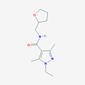 molecular formula C13H21N3O2 B7459379 1-ethyl-3,5-dimethyl-N-(oxolan-2-ylmethyl)pyrazole-4-carboxamide 
