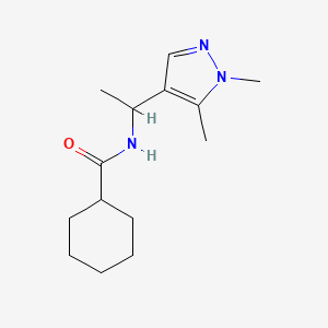 molecular formula C14H23N3O B7459387 N-[1-(1,5-dimethylpyrazol-4-yl)ethyl]cyclohexanecarboxamide 