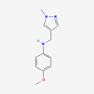 molecular formula C12H15N3O B7459410 4-methoxy-N-[(1-methylpyrazol-4-yl)methyl]aniline 