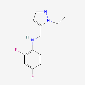 molecular formula C12H13F2N3 B7459444 N-[(2-ethylpyrazol-3-yl)methyl]-2,4-difluoroaniline 