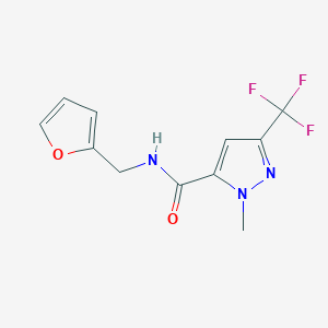 molecular formula C11H10F3N3O2 B7459455 N-(furan-2-ylmethyl)-2-methyl-5-(trifluoromethyl)pyrazole-3-carboxamide 