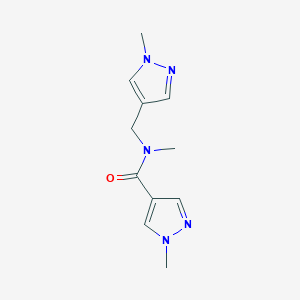 molecular formula C11H15N5O B7459466 N,1-dimethyl-N-[(1-methylpyrazol-4-yl)methyl]pyrazole-4-carboxamide 
